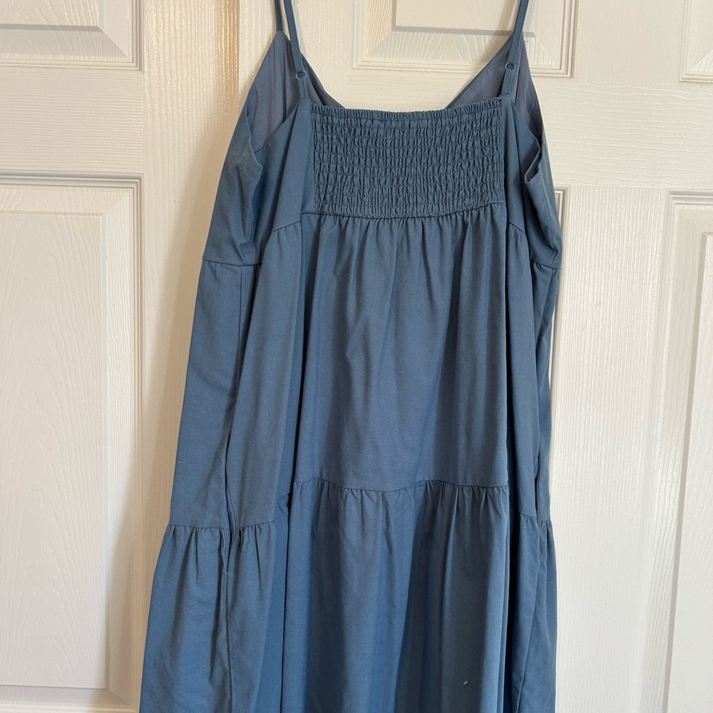 Blue Button-Front Spaghetti Strap Summer Dress - image 2